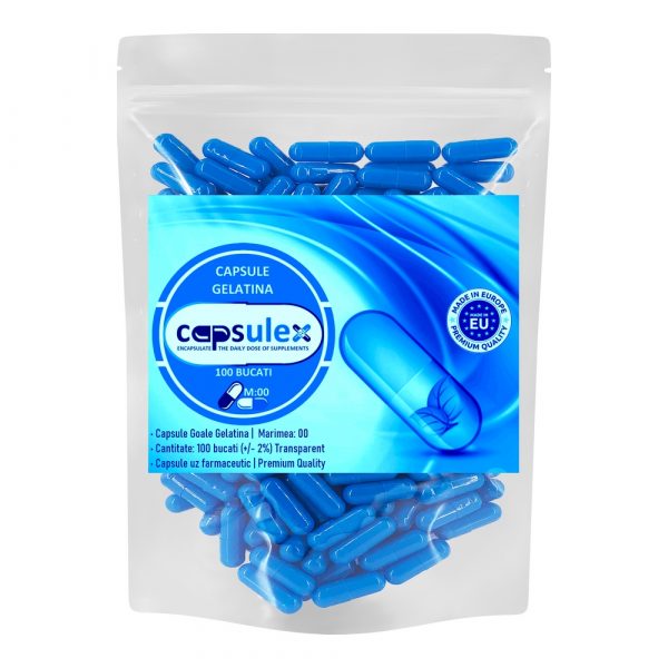 CAPSULE GELATINA ALBASTRE M:00 – 100 BUCATI